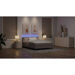 vidaXL Lit à ressorts avec matelas avec LED Taupe 160 x 200 cm tissu