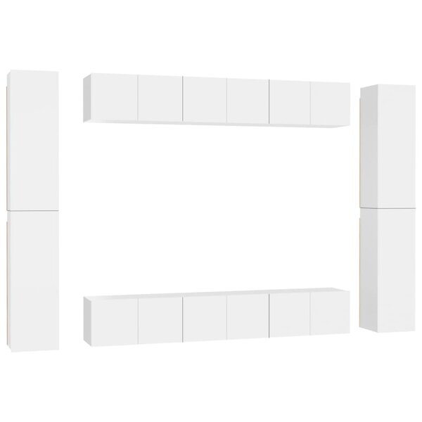 vidaXL Ensemble de meubles TV 10 Pièces Blanc Bois d'ingénierie