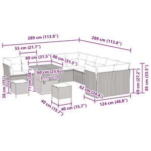 vidaXL Ensemble de canapé de jardin 13 Pièces Noir polyrotin