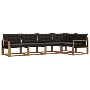 vidaXL Ensemble de canapés d'extérieur 5 pc Naturel et Noir