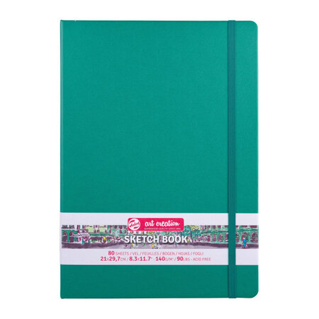 Carnet à croquis / sketch book - format a4 (21x29 7cm) - 80 feuilles - 140g - vert forêt - royal talens