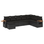 vidaXL Salon de jardin 8 Pièces avec coussins noir résine tressée