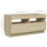 vidaXL Meuble TV avec lumières LED Chêne sonoma 260x35x40 cm