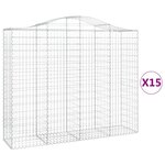vidaXL Paniers à gabions arqués 15 Pièces 200x50x160/180 cm Fer galvanisé