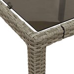 vidaXL Table de jardin dessus en verre gris clair résine tressée