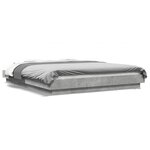 vidaXL Cadre de lit et lumières LED sans matelas gris béton 160x200 cm