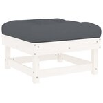 vidaXL Salon de jardin 5 Pièces avec coussins blanc bois massif