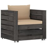 Salon de jardin meuble d'extérieur ensemble de mobilier 2 pièces avec coussins bois imprégné de gris 02_0015884