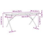 vidaXL Table à manger cadre en X 180x90x75 cm bois de pin massif fonte