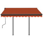 vidaXL Auvent rétractable automatique et poteaux 3x2 5 m Orange marron