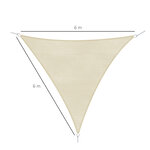 Voile d'ombrage triangulaire grande taille 6 x 6 x 6 m polyéthylène haute densité résistant aux uv crème