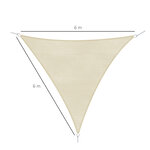 Voile d'ombrage triangulaire grande taille 6 x 6 x 6 m polyéthylène haute densité résistant aux UV crème