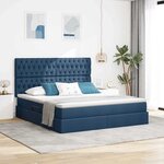 vidaXL Lit avec rangement et matelas Bleu 160 x 200 cm Polyester