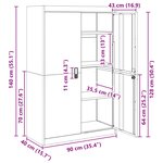 vidaXL Armoire de rangement 2 Pièces Noir 90 x 40 x 140 cm Acier