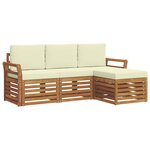 vidaXL Ensemble de canapés d'extérieur 4 pc Naturel et Crème