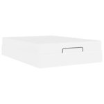 vidaXL Cadre de lit avec matelas Blanc pur 160 x 200 cm Faux cuir