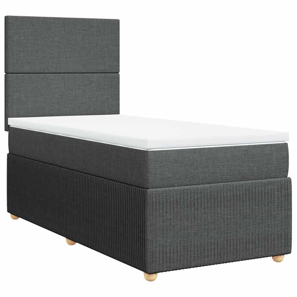 vidaXL Sommier à lattes de lit avec matelas Gris foncé 90x200 cm Tissu