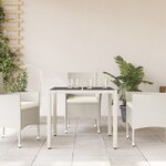 vidaXL Table de jardin dessus en verre blanc 90x90x75cm résine tressée
