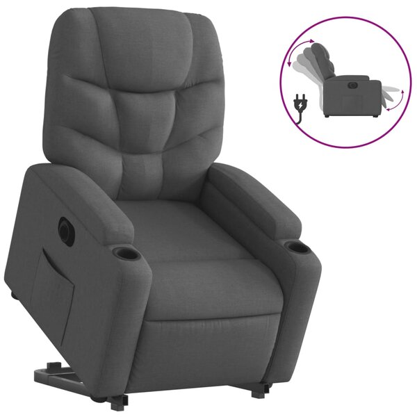 vidaXL Fauteuil inclinable électrique gris foncé tissu