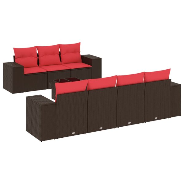 vidaXL Salon de jardin 8 Pièces avec coussins marron résine tressée