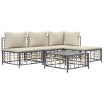 vidaXL Salon de jardin 5 Pièces avec coussins anthracite résine tressée