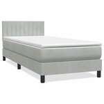 vidaXL Sommier à lattes de lit et matelas et LED gris clair 80x220 cm velours