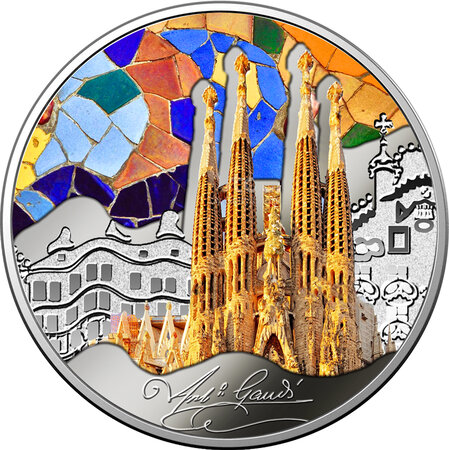 Pièce de monnaie en Argent 1000 Francs g 31.1 (1 oz) Millésime 2023 Colorful World of Gaudí SAGRADA FAMILIA