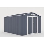 Abri de jardin en métal 8,84m² - 2 portes battantes - Gris anthracite
