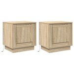 vidaXL Tables de chevet avec lumières LED 2 Pièces Chêne Sonoma 44x34 5x45 cm