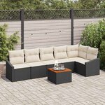 vidaXL Ensemble de canapé de jardin 7 Pièces Noir  blanc