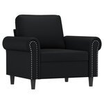 vidaXL Fauteuil avec repose-pied Noir 60 cm Similicuir