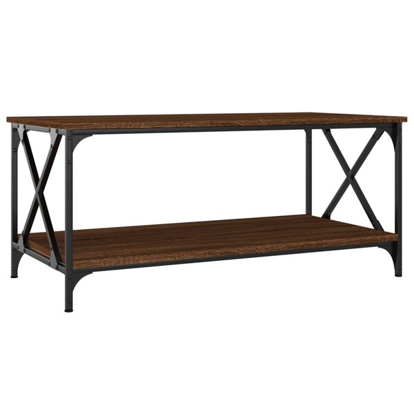 vidaXL Table basse Chêne marron 100x50x45 cm Bois d'ingénierie et fer