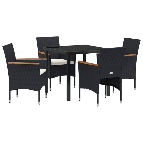 vidaXL Ensemble de salle à manger de jardin 5 pièces Noir Poly Rattan
