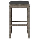 vidaXL Tabourets de bar jardin coussins lot de 2 gris résine tressée