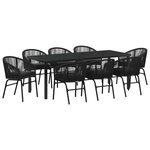 vidaXL Ensemble de salle à manger pour jardin 9 Pièces Noir Poly rotin