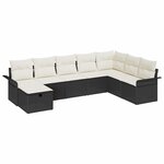 vidaXL Ensemble de canapé de jardin avec coussin 8 Pièces Noir Poly rotin