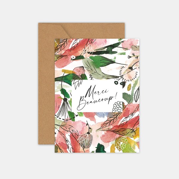 Carte de remerciement - merci arty floral