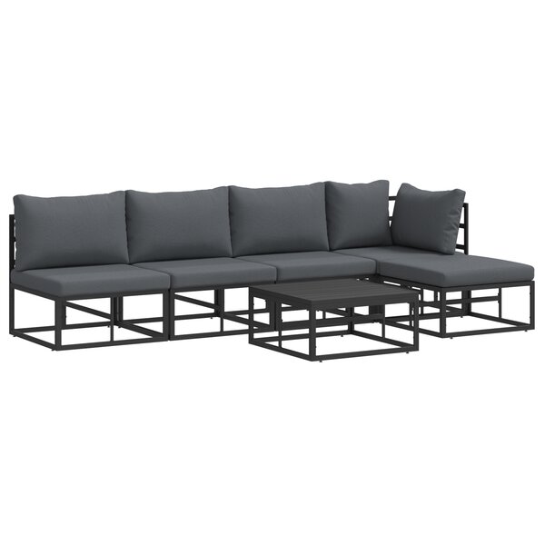 vidaXL Ensemble de canapé de jardin 6 Pièces Noir 70 x 70 x 32 cm