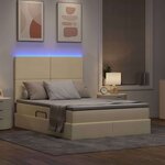 vidaXL Lit avec des lumières à LED Crème 140 x 190 cm tissu
