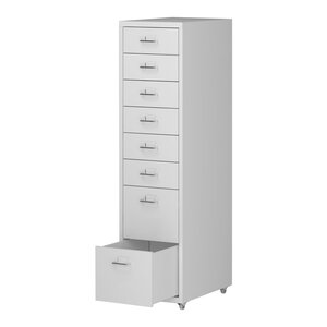 Caisson de bureau armoire meuble de rangement à roulettes avec 8 tiroirs 109 x 28 x 41 cm blanc 03_0009111