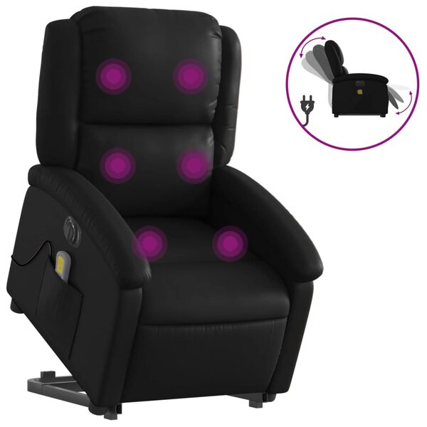 vidaXL Fauteuil inclinable de massage électrique noir similicuir