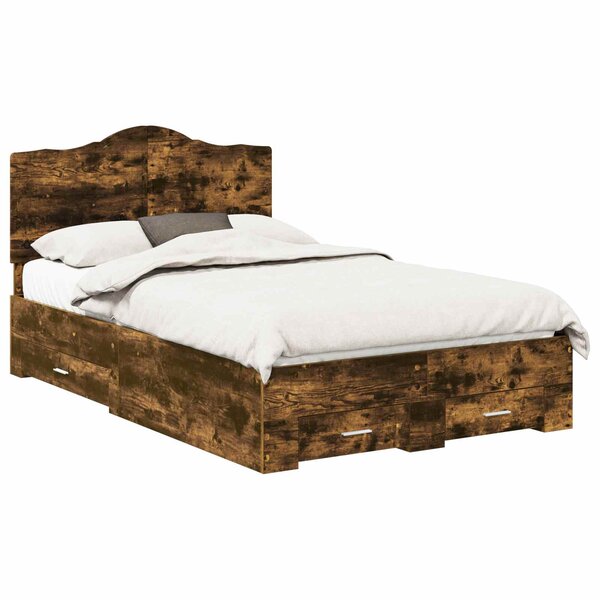 vidaXL Cadre de lit Chêne fumé 120 x 190 cm Bois d'ingénierie