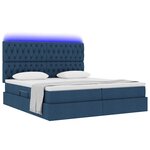 vidaXL Lit de rangement LED avec matelas Bleu 180 x 200 cm Tissu