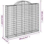 vidaXL Paniers à gabions arqués 6 Pièces 200x30x160/180 cm Fer galvanisé