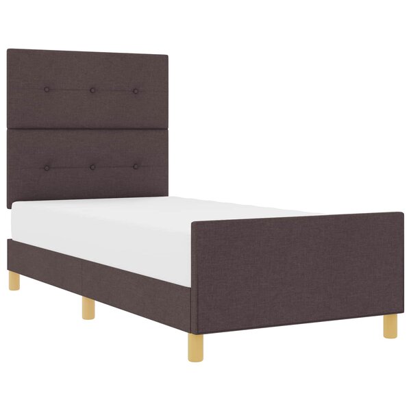 vidaXL Cadre de lit avec tête de lit Marron foncé 90 x 190 cm tissu