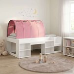 vidaXL Lit haut pour enfants avec rangement Blanc et rose
