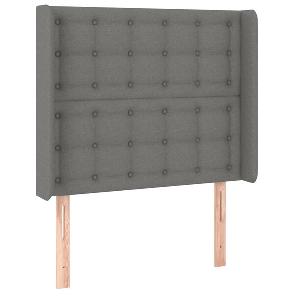 vidaXL Tête de lit avec oreilles Gris foncé 103x16x118/128 cm Tissu