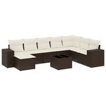 vidaXL Salon de jardin avec coussins 9 Pièces marron résine tressée