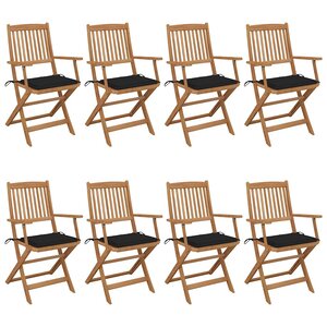 vidaXL Chaises pliables de jardin lot de 8 avec coussins Bois d'acacia