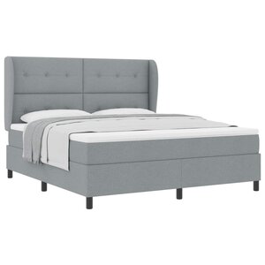 vidaXL Lit à ressorts avec matelas Gris clair 180 x 200 cm tissu
